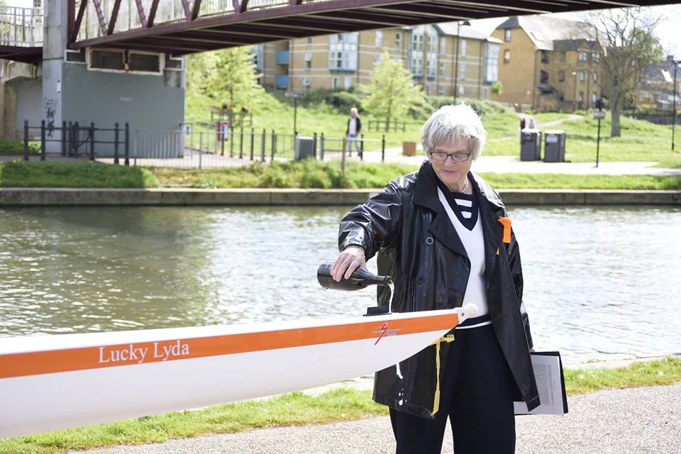 Peggy Allison christens the new boat 