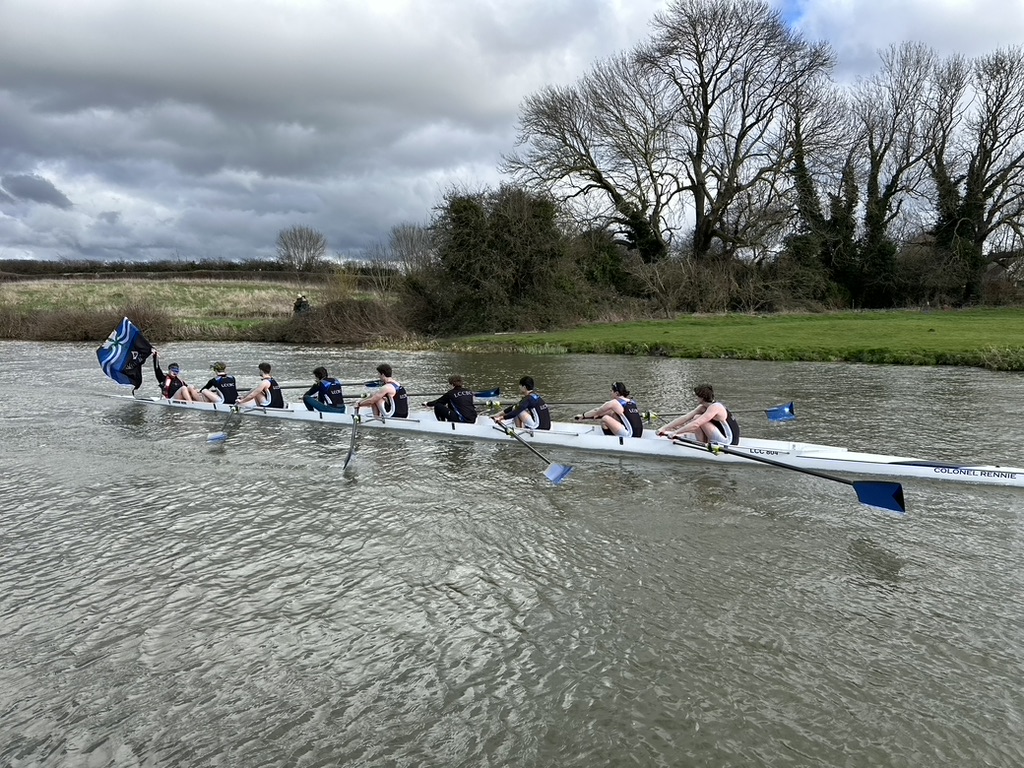 Men's boat on the river