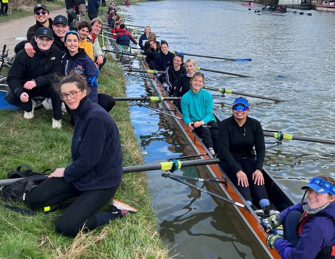 Women's boat on river 