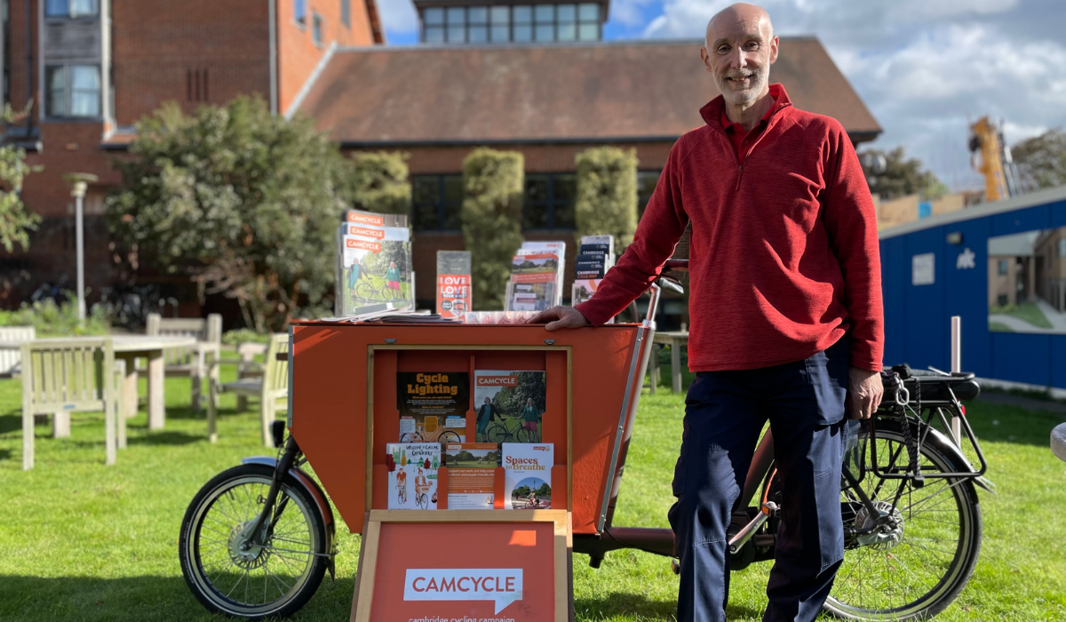 Representative for Camcycle in College to explain more about safe cycling in Cambridge
