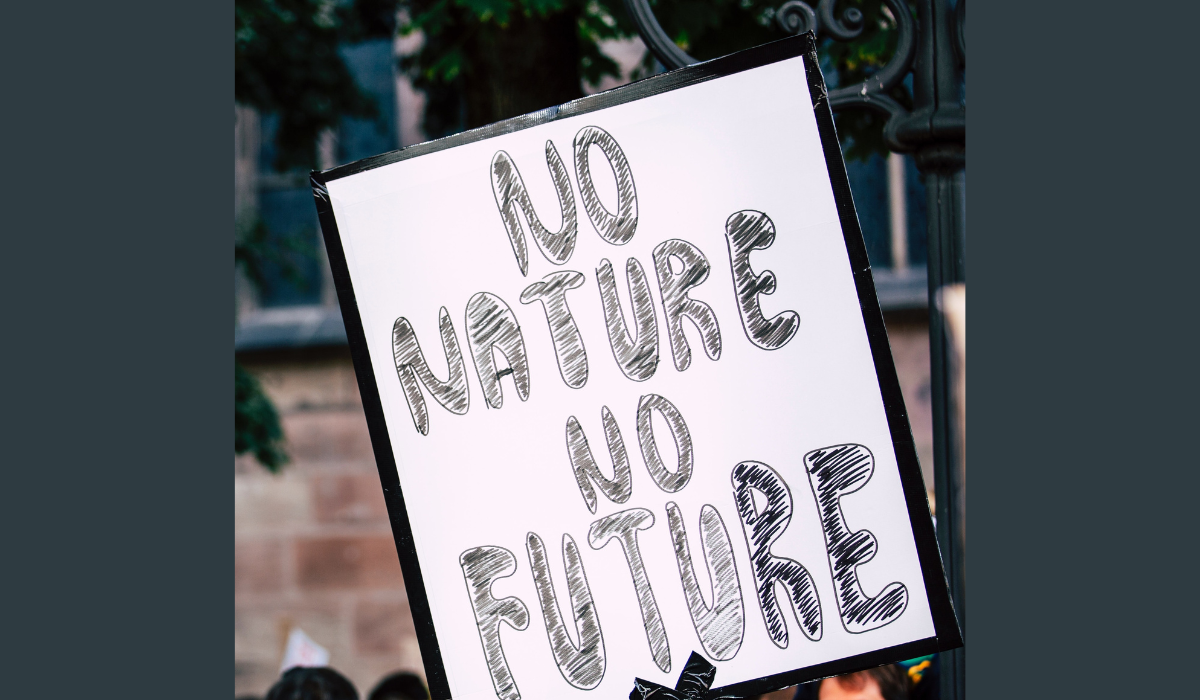 Sign reading 'No nature no future'