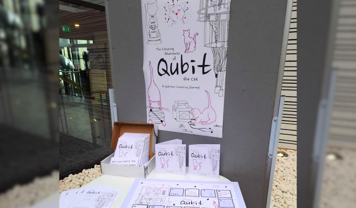 Poster and booklets of 'Qubit the cat' 