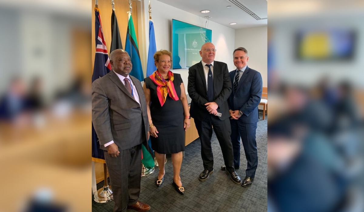 Neil Stott, The Hon Mitch Fifield, Catherine Pollard, and H.E. Georges Nzongola-Ntalaja