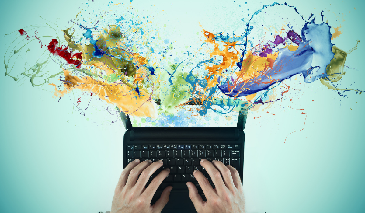 Coloured paint coming out of tapewriter