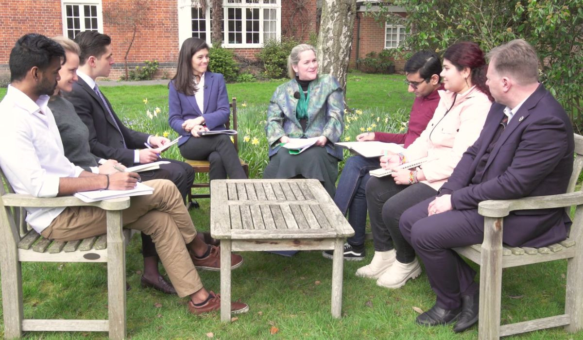 Professor Marie-Claire Cordonier Segger, Dr Markus Gehring and Professor Laura Diaz Anadon leading a supervision session on the Sustainable Development Goals and the Biosphere for University of Cambridge inaugural learners who assisted in the courses