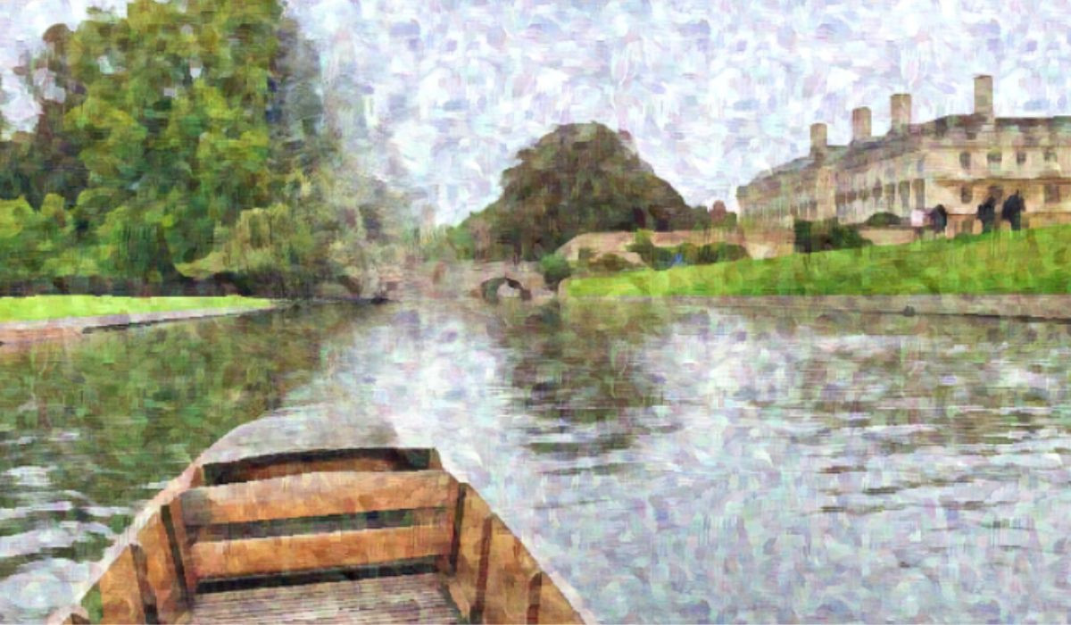 watercolour painting of College punt River Cam