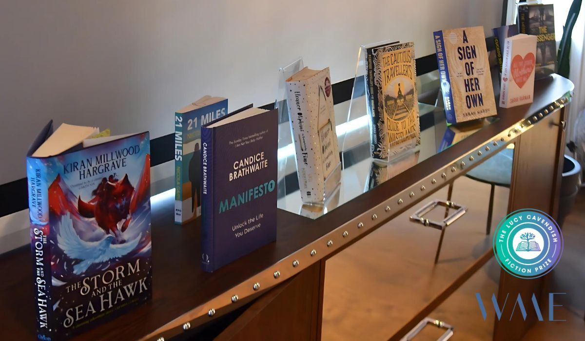 Fiction prize authors and judges' book display