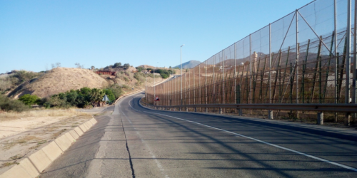 The fence dividing the Spanish enclave of Melilla from Morocco