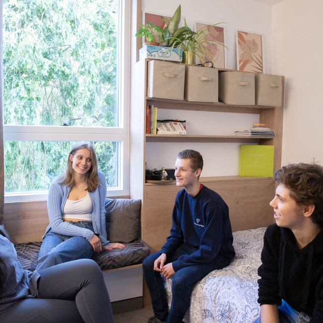 Group in a student bedroom 